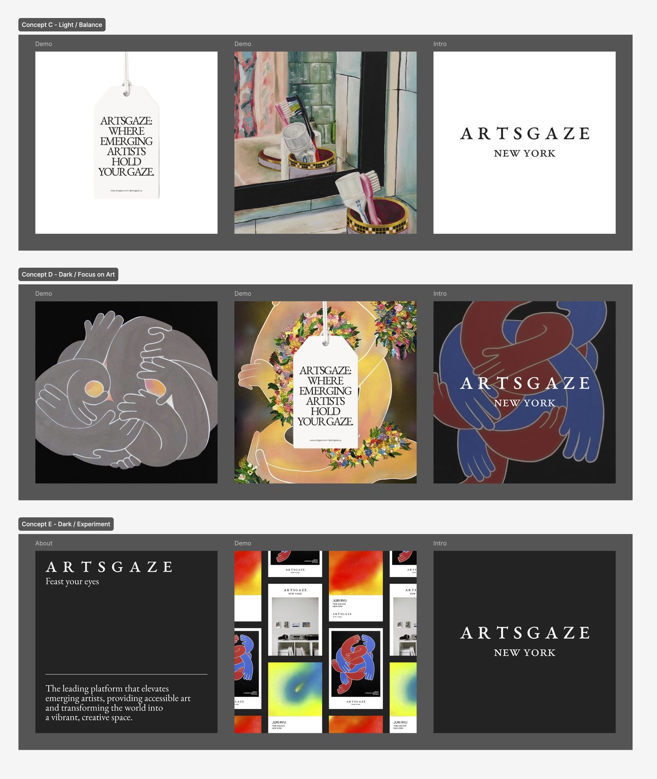 Concept sketches for ArtsGaze social media branding