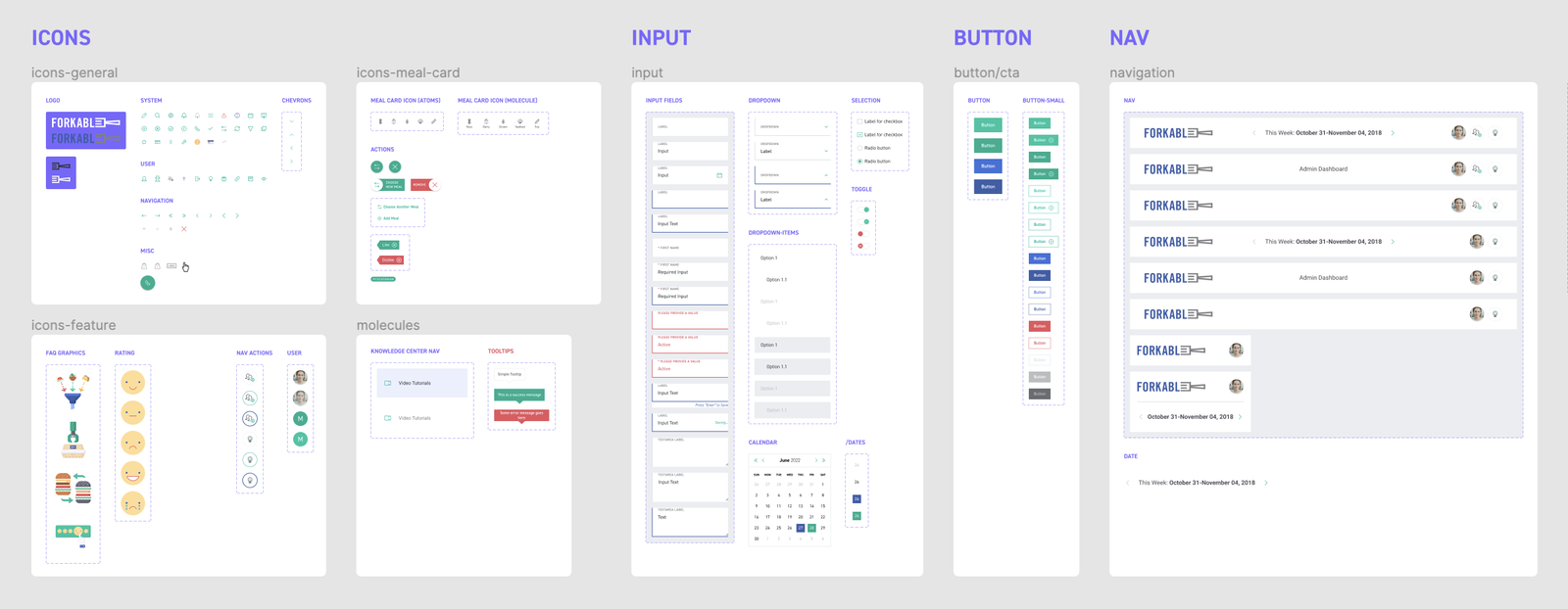 Clip of the master design system page in Figma